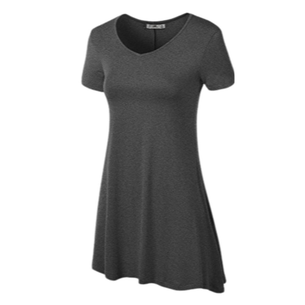 Tunic Top - Short Sleeve Charcoal Gray